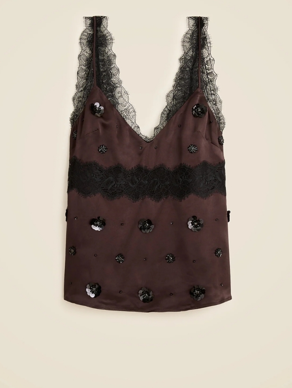 J Crew Embellished lace-trim tank top in luster charmeuse CP663 Size 6 NWT